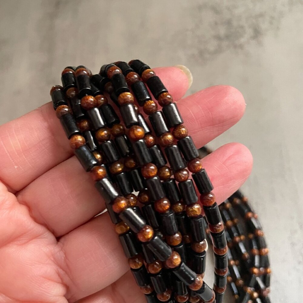 Jay King Desert Rose Trading Black Gold Coral Bead 8-Stand .925 Necklace RARE - Picture 3 of 6